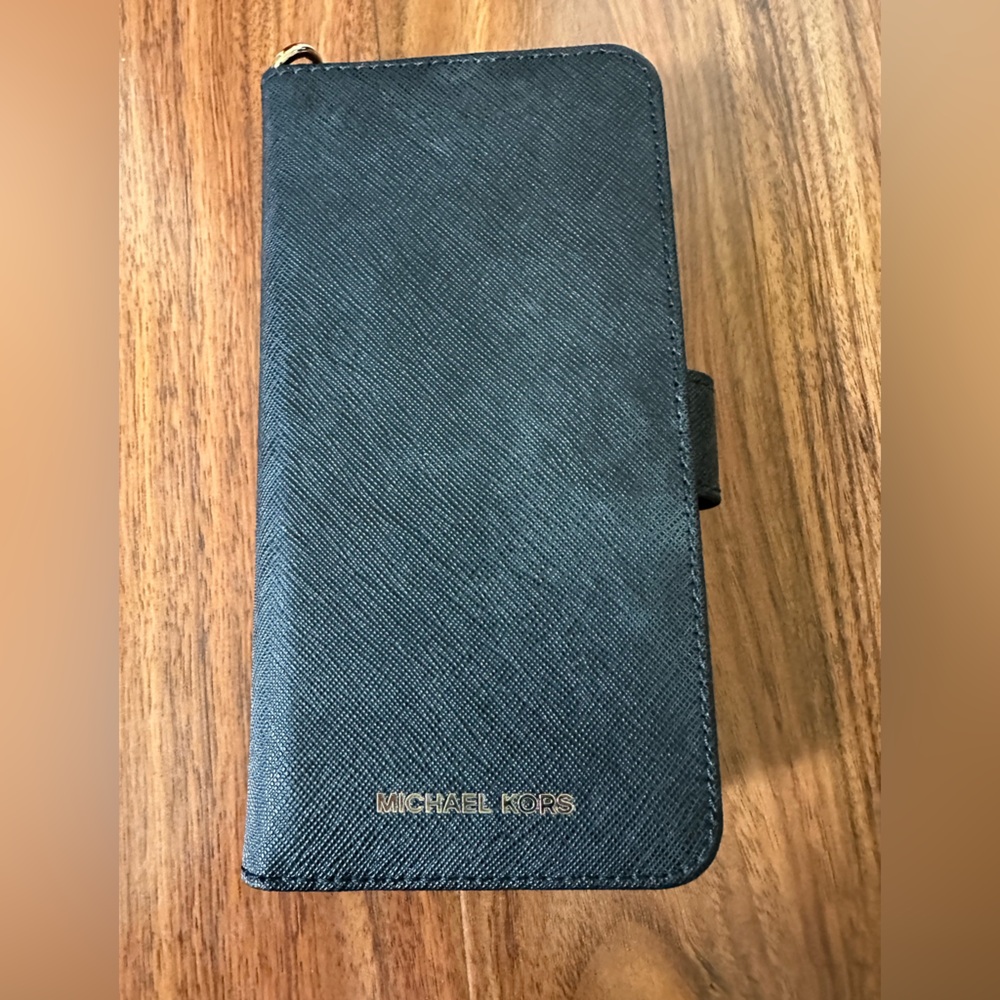 Michael Kors Black Phone Case with Gold Logo